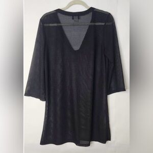 Jordan Taylor Swim Cover Up Dress Tunic Mesh Open Knit Black Large